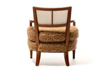 Edward Wormley Mid Century Modern Edward Wormley Style Cane Back Lounge Chairs in Curly Camel