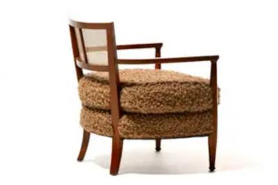 Edward Wormley Mid Century Modern Edward Wormley Style Cane Back Lounge Chairs in Curly Camel