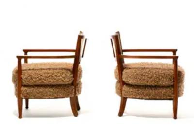 Edward Wormley Mid Century Modern Edward Wormley Style Cane Back Lounge Chairs in Curly Camel