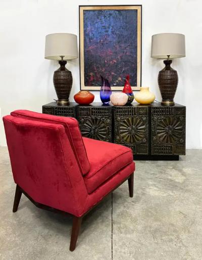 Edward Wormley Mid century Modern Slipper Lounge Chairs Edward Wormley for Dunbar Style