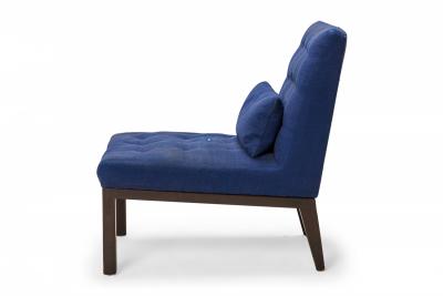 Edward Wormley Pair of American Dark Blue Upholstered Slipper Side Chairs