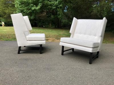 Edward Wormley Pair of Edward Wormley Dunbar High Back Chairs Wormley Estate Weston ct
