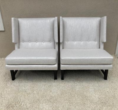 Edward Wormley Pair of Edward Wormley Dunbar High Back Chairs Wormley Estate Weston ct