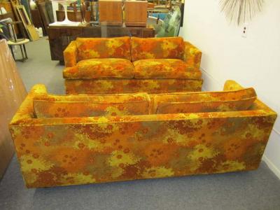 Edward Wormley Pair of Edward Wormley Dunbar Love Seats Sofas Jack Lenor Larsen