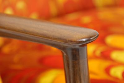 Edward Wormley Pair of Edward Wormley for Dunbar Janus Chair in Jack Lenor Larsen