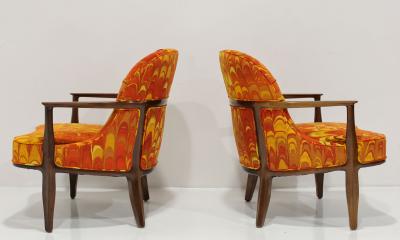Edward Wormley Pair of Edward Wormley for Dunbar Janus Chair in Jack Lenor Larsen