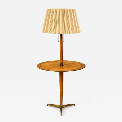 Edward Wormley Rare Snack Floor Lamp Wood Brass United States 1940s