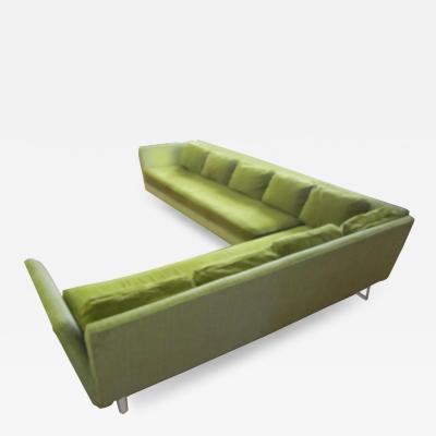 Edward Wormley Rare Wormley Dunbar Style Open Arm Two Piece Sectional Sofa Lucite Legs