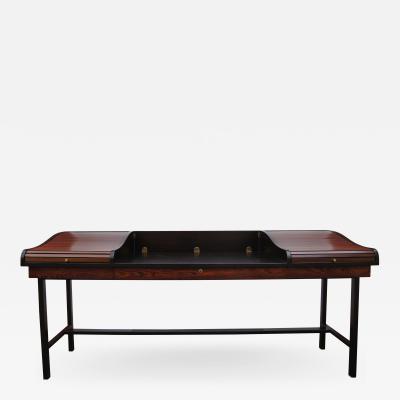 Edward Wormley Rosewood and Mahogany Roll Top Desk by Edward Wormley for Dunbar
