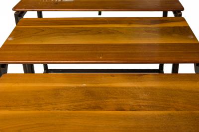 Edward Wormley Set of 3 American Iron and Wood Nesting Tables