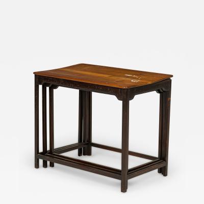 Edward Wormley Set of 3 American Iron and Wood Nesting Tables