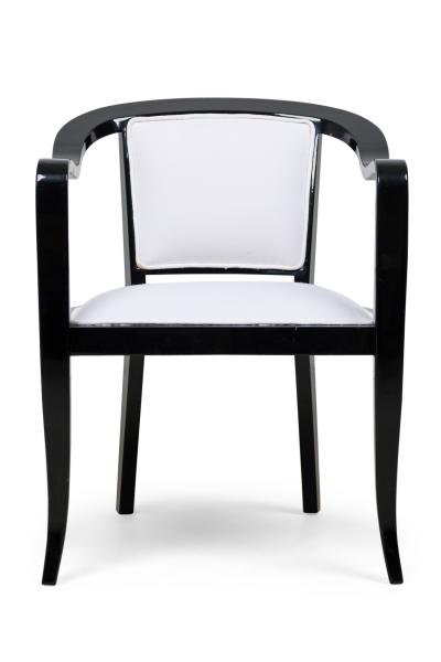 Edward Wormley Set of 4 American Mid Century Ed Wormley Ebonized With White Upholstery Armchair