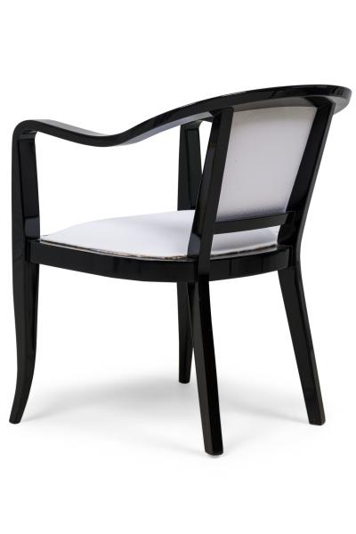 Edward Wormley Set of 4 American Mid Century Ed Wormley Ebonized With White Upholstery Armchair