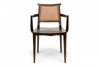 Edward Wormley Set of 4 Caned Back Wooden Dining Armchairs