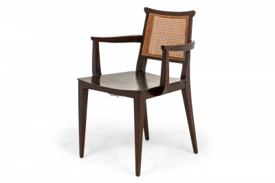 Edward Wormley Set of 4 Caned Back Wooden Dining Armchairs