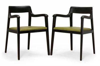 Edward Wormley Set of 6 American Riemerschmid Black and Green Dining Chairs