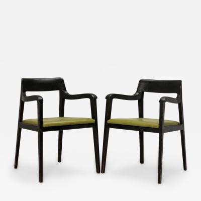 Edward Wormley Set of 6 American Riemerschmid Black and Green Dining Chairs