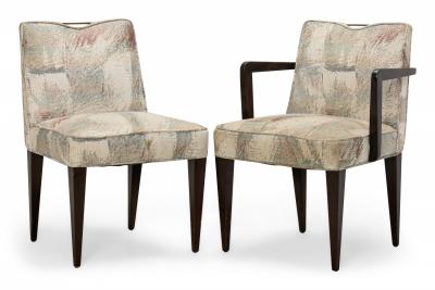 Edward Wormley Set of 6 Edward Wormley for Dunbar Patterned Pastel Upholstered Dining Chairs
