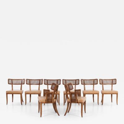 Edward Wormley Set of Eight Edward Wormley for Dunbar Curved Back Dining Chairs 1948