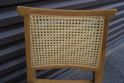Edward Wormley Set of Four Cane and Mahogany Dining Chairs by Edward Wormley for Dunbar