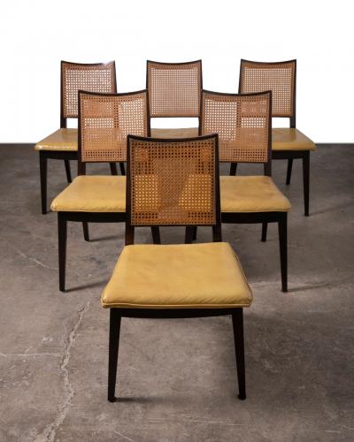 Edward Wormley Set of Six Edward Wormley Cane Dining Chairs for Dunbar