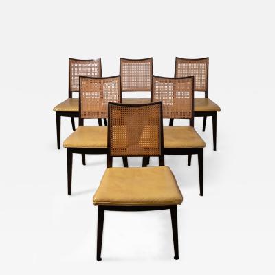 Edward Wormley Set of Six Edward Wormley Cane Dining Chairs for Dunbar