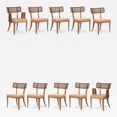 Edward Wormley Set of Ten Edward Wormley for Dunbar Curved Back Dining Chairs 1948