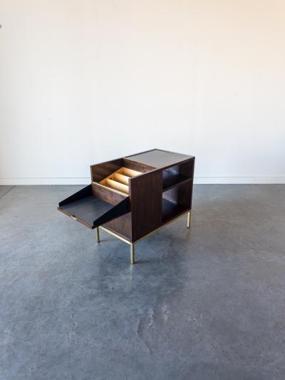 Edward Wormley Slate and Walnut Dry Bar Table by Edward Wormley for Dunbar