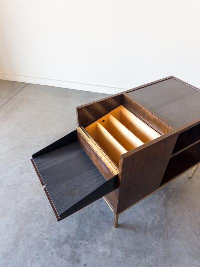 Edward Wormley Slate and Walnut Dry Bar Table by Edward Wormley for Dunbar