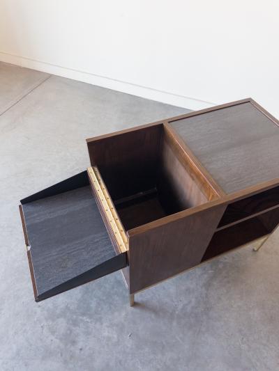 Edward Wormley Slate and Walnut Dry Bar Table by Edward Wormley for Dunbar