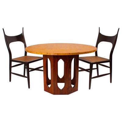 Edward Wormley Solid Walnut Olive Burl Wood Game Table by Edward Wormley for Dunbar