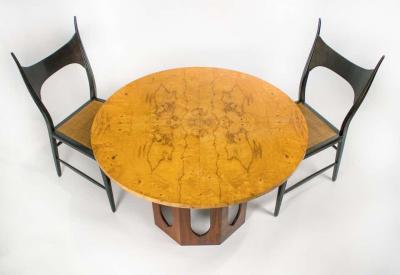 Edward Wormley Solid Walnut Olive Burl Wood Game Table by Edward Wormley for Dunbar