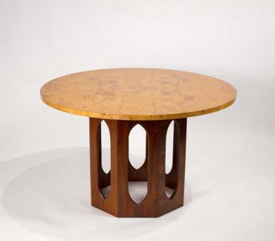 Edward Wormley Solid Walnut Olive Burl Wood Game Table by Edward Wormley for Dunbar