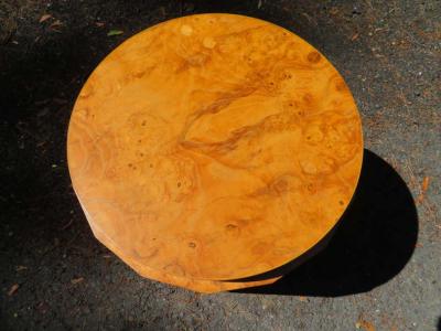 Edward Wormley Stunning Dunbar Edward Wormley Burled Olivewood Octagon Drum Coffee Table