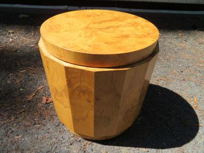 Edward Wormley Stunning Dunbar Edward Wormley Burled Olivewood Octagon Drum Coffee Table
