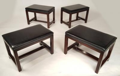 Edward Wormley Two Pairs of Solid Mahogany Stools by Edward Wormley for Dunbar