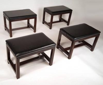 Edward Wormley Two Pairs of Solid Mahogany Stools by Edward Wormley for Dunbar