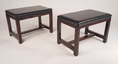 Edward Wormley Two Pairs of Solid Mahogany Stools by Edward Wormley for Dunbar