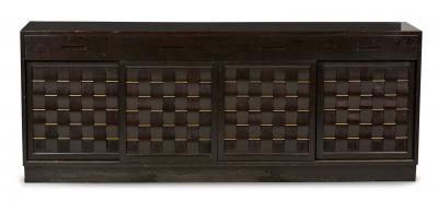 Edward Wormley for Dunbar Furniture American Mid Century Woven Front Dark Brown