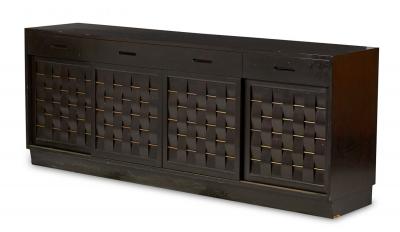 Edward Wormley for Dunbar Furniture American Mid Century Woven Front Dark Brown