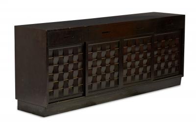 Edward Wormley for Dunbar Furniture American Mid Century Woven Front Dark Brown