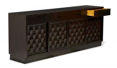 Edward Wormley for Dunbar Furniture American Mid Century Woven Front Dark Brown