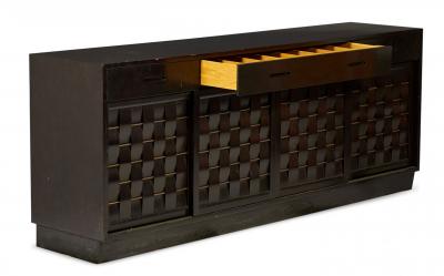 Edward Wormley for Dunbar Furniture American Mid Century Woven Front Dark Brown