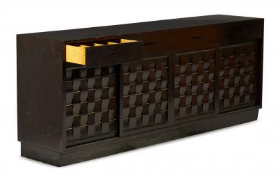 Edward Wormley for Dunbar Furniture American Mid Century Woven Front Dark Brown