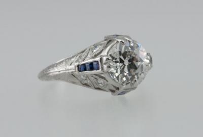 Edwardian 1 60 Ct Engagement Ring with Sapphire Accents
