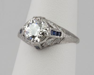 Edwardian 1 60 Ct Engagement Ring with Sapphire Accents