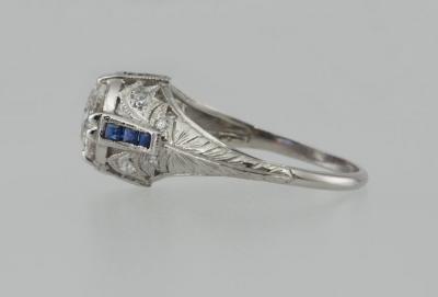Edwardian 1 60 Ct Engagement Ring with Sapphire Accents