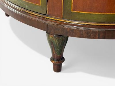 Edwardian Adams Paint Decorated Demilune Cabinet Inlaid Wood 19th c 