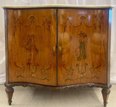 Edwardian Adams Style Marble Top Curved Front Finely Detailed Commode
