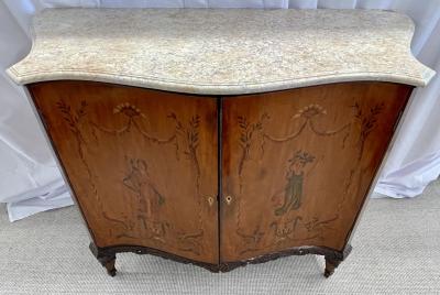 Edwardian Adams Style Marble Top Curved Front Finely Detailed Commode